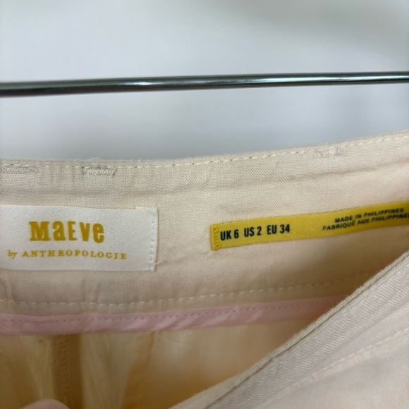 Maeve by Anthropologie High Rise Cream Linen Blend Long Shorts Size 2 NWT - Picture 2 of 5